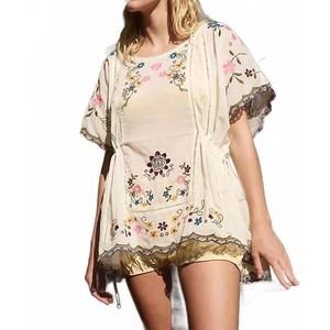 NEW FREE PEOPLE danielle embroidered top in white cloud dancer